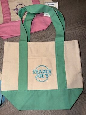 Trader Joe’s green viral mini pastel canvas tote